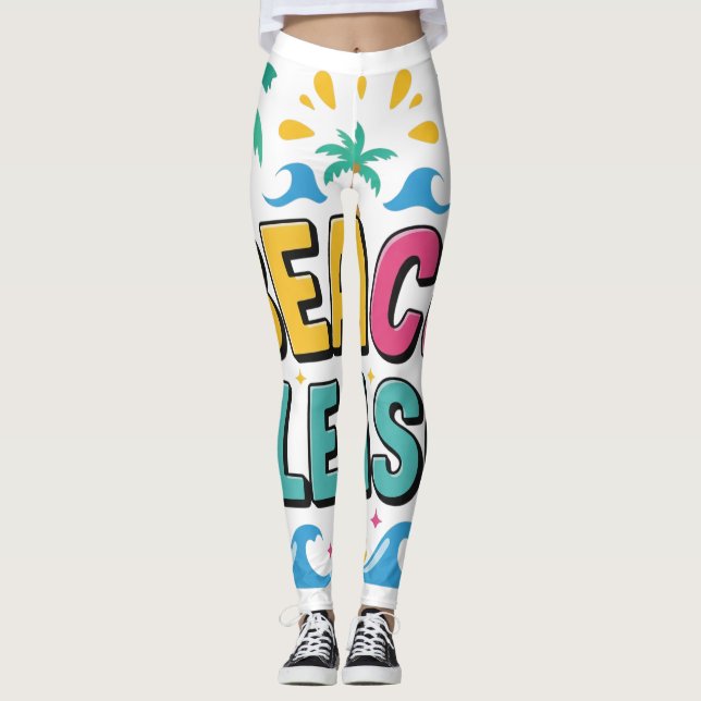 Beach Please Summer Vibes Leggings (Front)