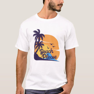 Beach Please Sunset Palm Trees Art T-Shirt