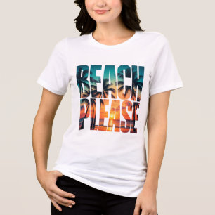 Beach Please Tropical Sunset Palm Trees T-Shirt Tri-Blend Shirt