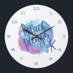 Beach Please Watercolor Starfish Beach Large Clock<br><div class="desc">Bring the beach to your home with this watercolor starfish "beach please" design wall clock.</div>