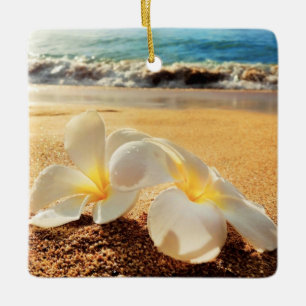 Beach Plumeria Christmas Ornament