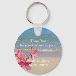 Beach Plumeria Personalised Key Ring Wedding Favou