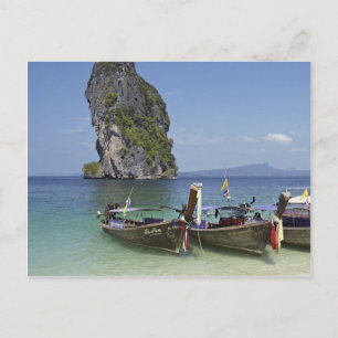 beach  Poda island Thailand long-tail peace boats Postcard