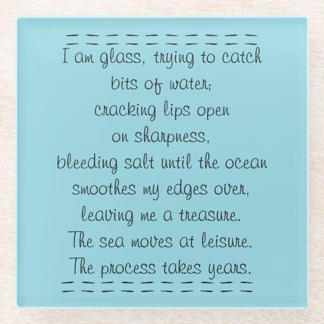 Beach Poetry Glass Coaster (Front)