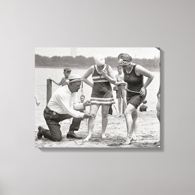 Beach Police, 1922. Vintage Photo Canvas Print (Front)