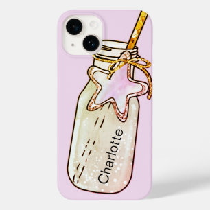 Beach pool drink blush pink jar bottle name fun  Case-Mate iPhone 14 case