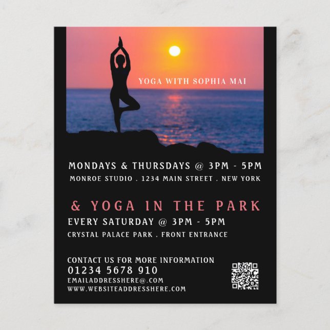 Beach Portrait, Yoga Class Advertising Flyer (Front)