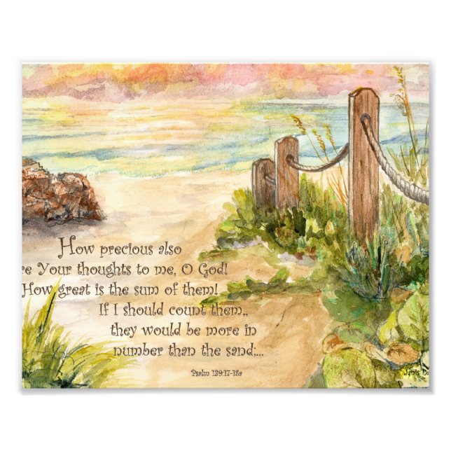 Beach Post Sunrise- Psalm 139:17-18a Photo Print (Front)