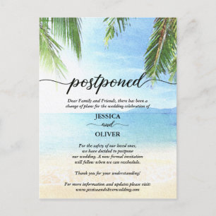 Beach Postponed Wedding Announcement Postcards