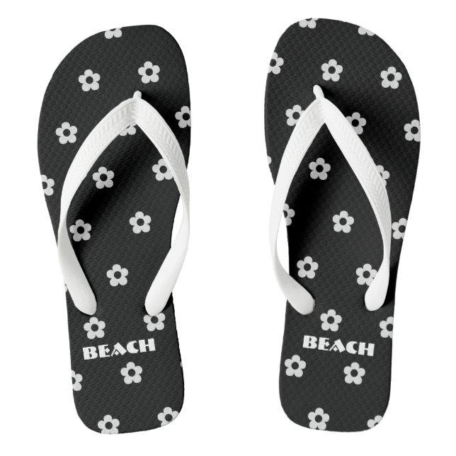 Beach Printed Black Colour Background Wide straps Flip Flops (Footbed)