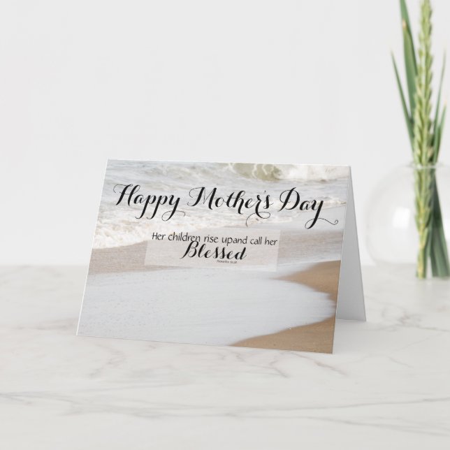 Beach - Proverbs 31:28 Bible Verses Mothers Day Card (Front)