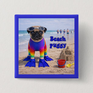 Beach Puggy 15 Cm Square Badge