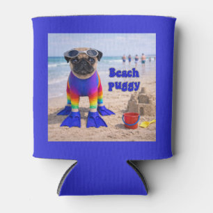 Beach Puggy Can Cooler