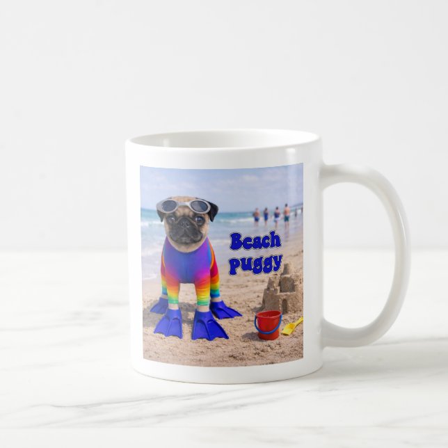 Beach Puggy Coffee Mug (Right)