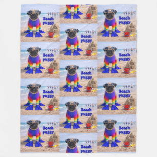 Beach Puggy Fleece Blanket