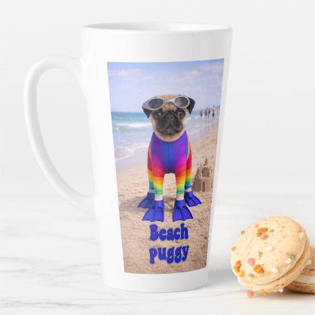Beach Puggy Latte Mug (In Situ)