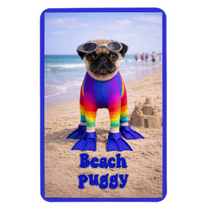 Beach Puggy Magnet