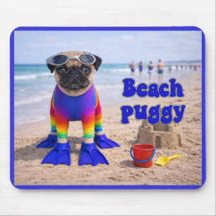 Beach Puggy Mouse Mat