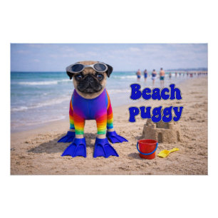 Beach Puggy Poster