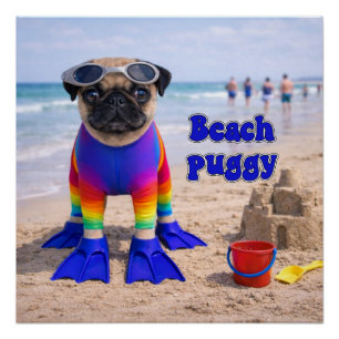 Beach Puggy Poster