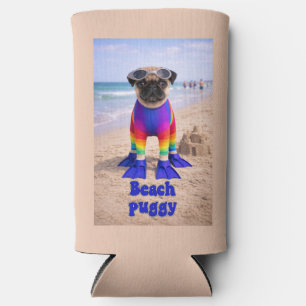 Beach Puggy Seltzer Can Cooler