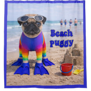 Beach Puggy Shower Curtain