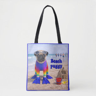 Beach Puggy Tote Bag