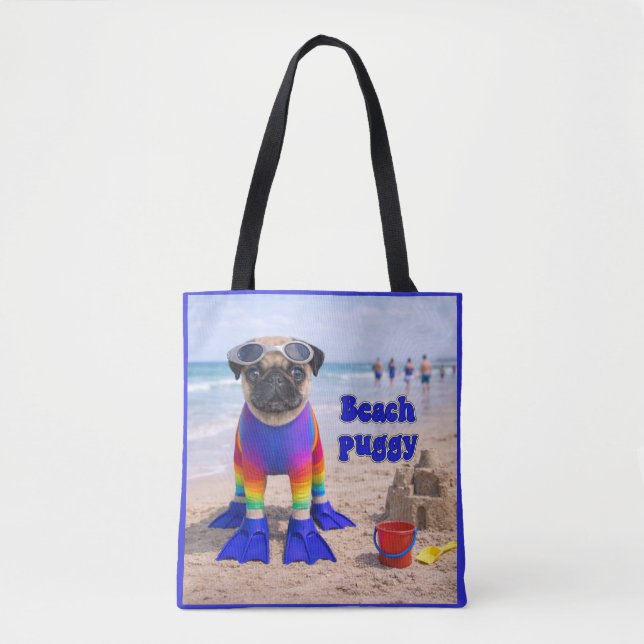 Beach Puggy Tote Bag (Front)