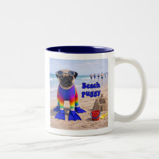 Beach Puggy Two-Tone Coffee Mug