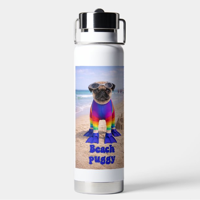 Beach Puggy Water Bottle (Back)