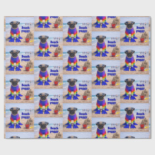 Beach Puggy Wrapping Paper