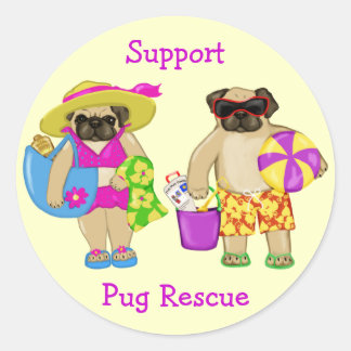 Beach Pugs Stickers - Add your own text!