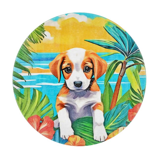 Beach Pup Paradise View Cutting Board (Front)