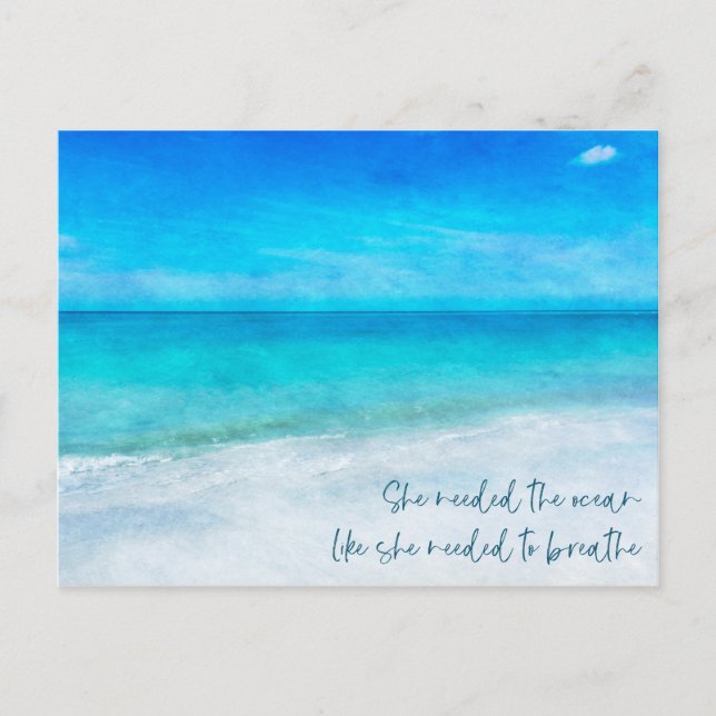 Beach Quote Florida Coastal Tropical Teal Blue Postcard (Front)