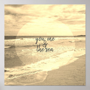 beach quote poster  sepia photograph