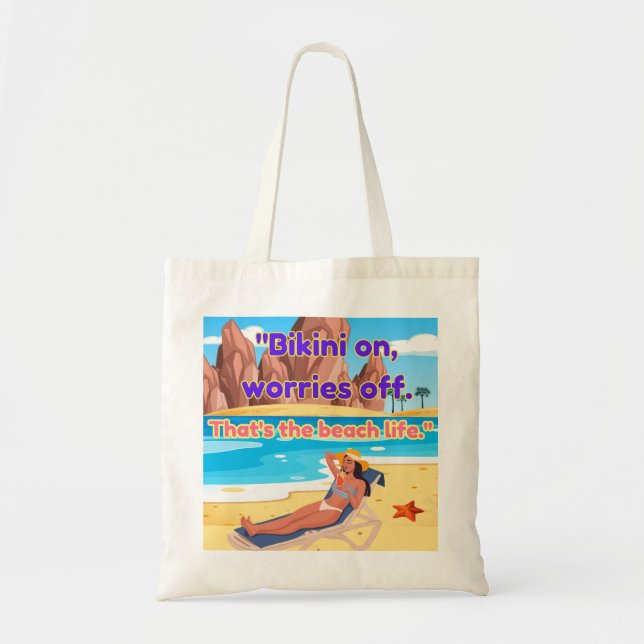 beach quote tote bag (Front)