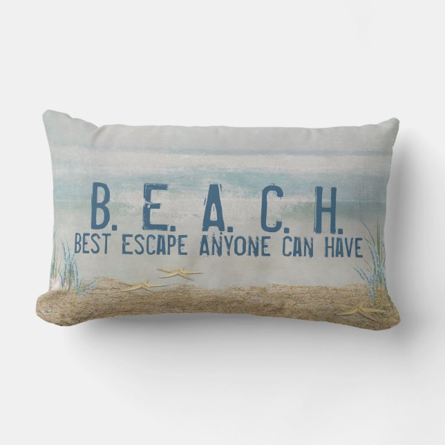 BEACH quote-tropical starfish on beach Lumbar Cushion (Front)