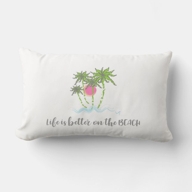 Beach Quote Tropical  Summer Unique Cool Lumbar Cushion (Front)