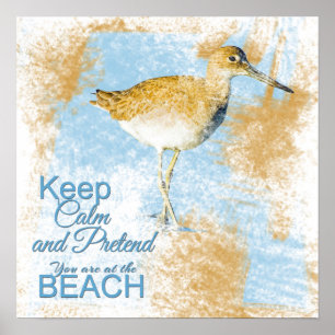 Beach Quote with Shoreline Bird   Poster