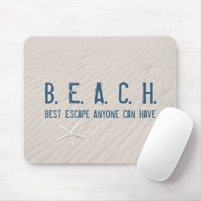 Beach Quote With White Starfish Mouse Mat (With Mouse)