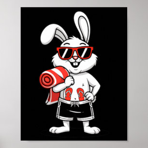Beach Rabbit Bunny Beach-Goer Summer Poster