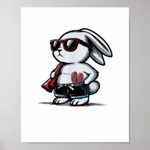 Beach Rabbit Bunny Beach-Goer Summer  Poster