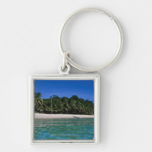 Beach, raft in a distance key ring