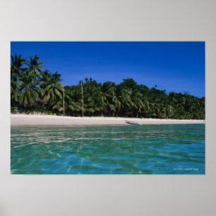 Beach, raft in a distance poster