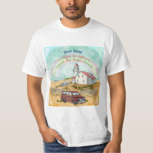 Beach Rainbow Lighthouse  T-Shirt