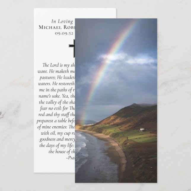 Beach Rainbow Photo Prayer Memorial Bookmark (Front/Back)