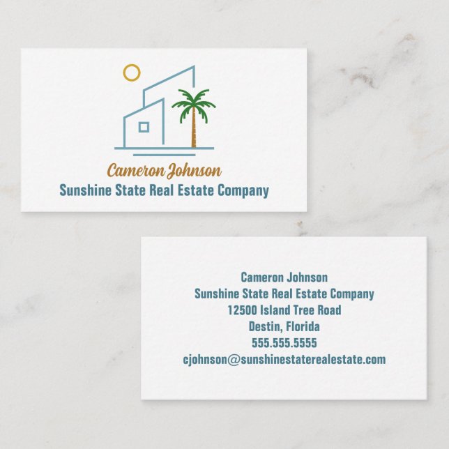 Beach Real Estate Company Coastal Realtor Business Card (Front/Back)