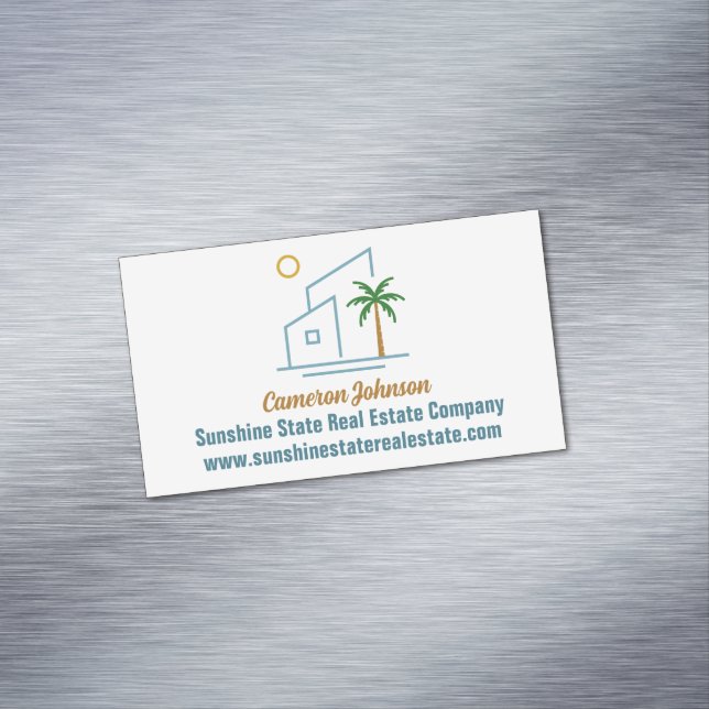 Beach Real Estate Company Coastal Realtor Magnetic Business Card (In Situ)