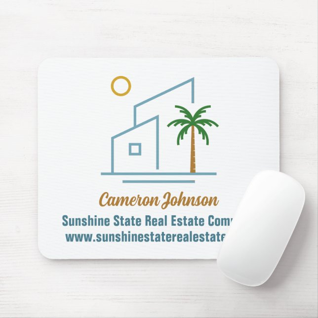 Beach Real Estate Company Custom Coastal Realtor Mouse Mat (With Mouse)
