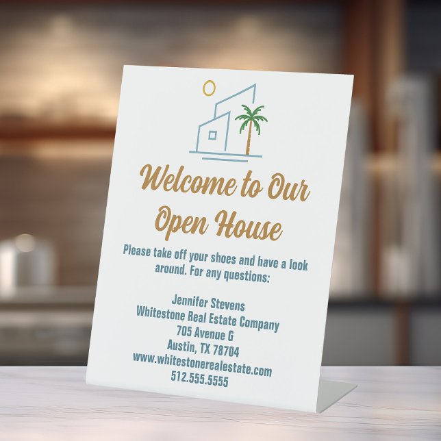 Beach Real Estate Company Custom Open House Pedestal Sign (Creator Uploaded)